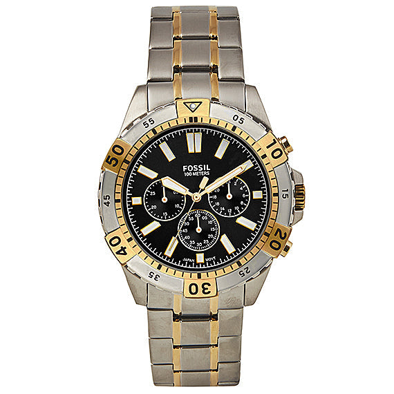 Fossil Garrett Analog Black Dial Two Tone Steel Strap Watch for Men - FS5771 Buy Now By Fossil