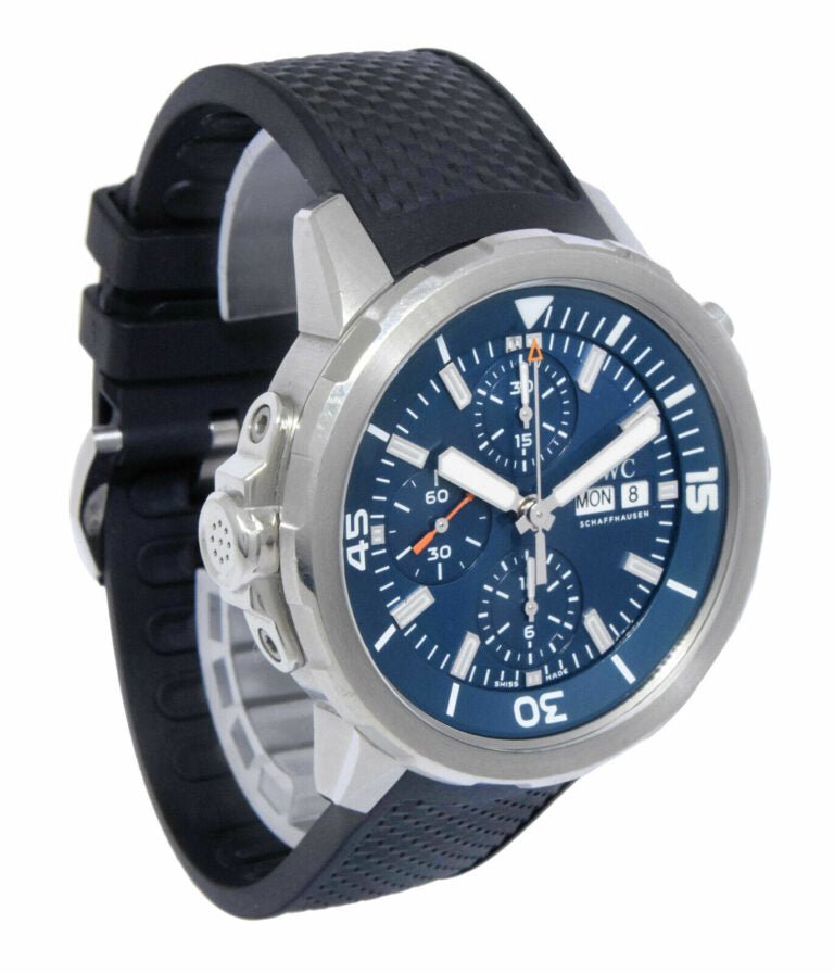 IWC Aquatimer Automatic Chronograph 44mm Blue Dial Black Rubber Strap Watch for Men - IW376805 Buy Now By IWC