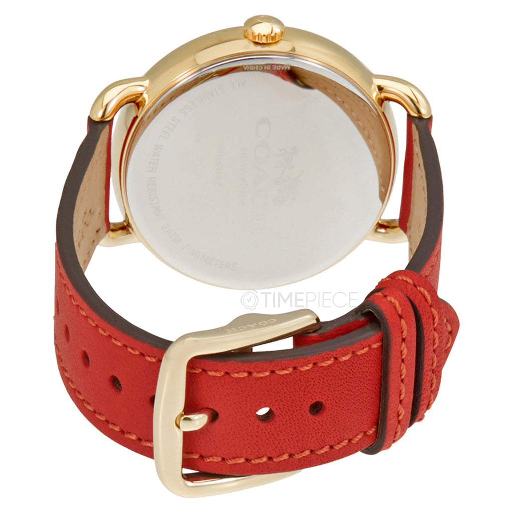 Coach Delancey Ivory Dial Orange Leather Strap Watch for Women - 14502719 Buy Now By Coach