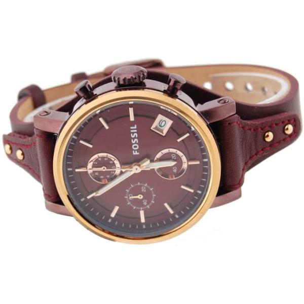 Fossil Original Boyfriend Sport Chronograph Maroon Dial Maroon Leather Strap Watch for Women - ES4114 Buy Now By Fossil