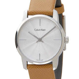 Calvin Klein City Silver Dial Orange Leather Strap Watch for Women - K2G231G6 Buy Now By Calvin Klein