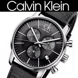 Calvin Klein City Chronograph Black Dial Black Leather Strap Watch for Men - K2G271C3 Buy Now By Calvin Klein