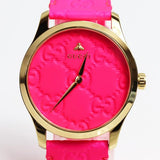 Gucci G Timeless Quartz Pink Dial Pink Leather Strap Watch For Women - YA1264115 Buy Now By Gucci
