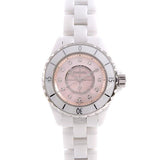 Chanel J12 Quartz Diamonds Pink Dial White Steel Strap Watch for Women - J12 H5513 Buy Now By Chanel