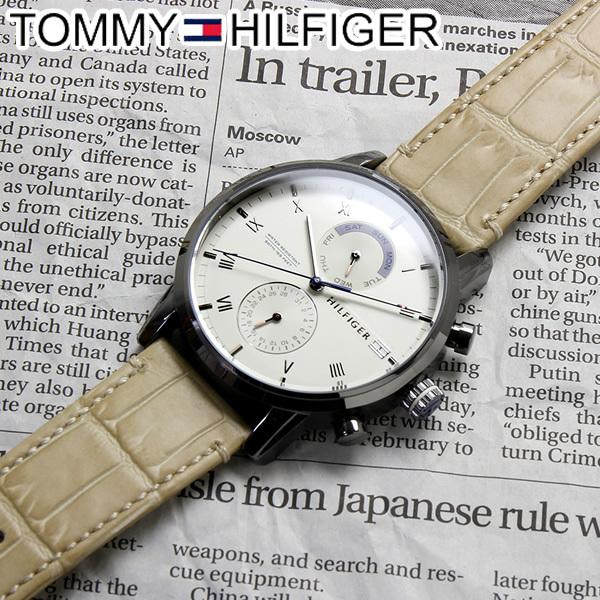 Tommy Hilfiger Kane White Dial Beige Leather Strap Watch for Men - 1710399 Buy Now By Tommy Hilfiger