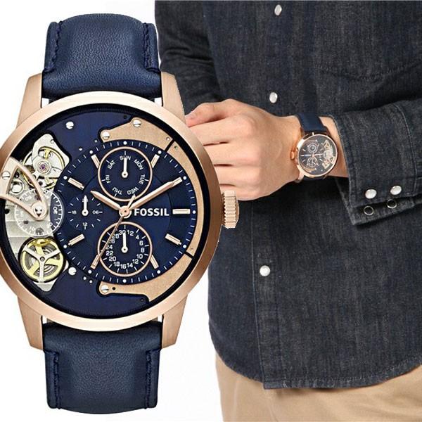 Fossil Townsman Twist Skeleton Blue Dial Blue Leather Strap Watch for Men - ME1138 Buy Now By Fossil