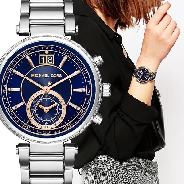 Michael Kors Sawyer Navy Blue Dial Silver Steel Strap Watch for Women - MK6224 Buy Now By Michael Kors
