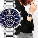 Michael Kors Sawyer Navy Blue Dial Silver Steel Strap Watch for Women - MK6224 Buy Now By Michael Kors