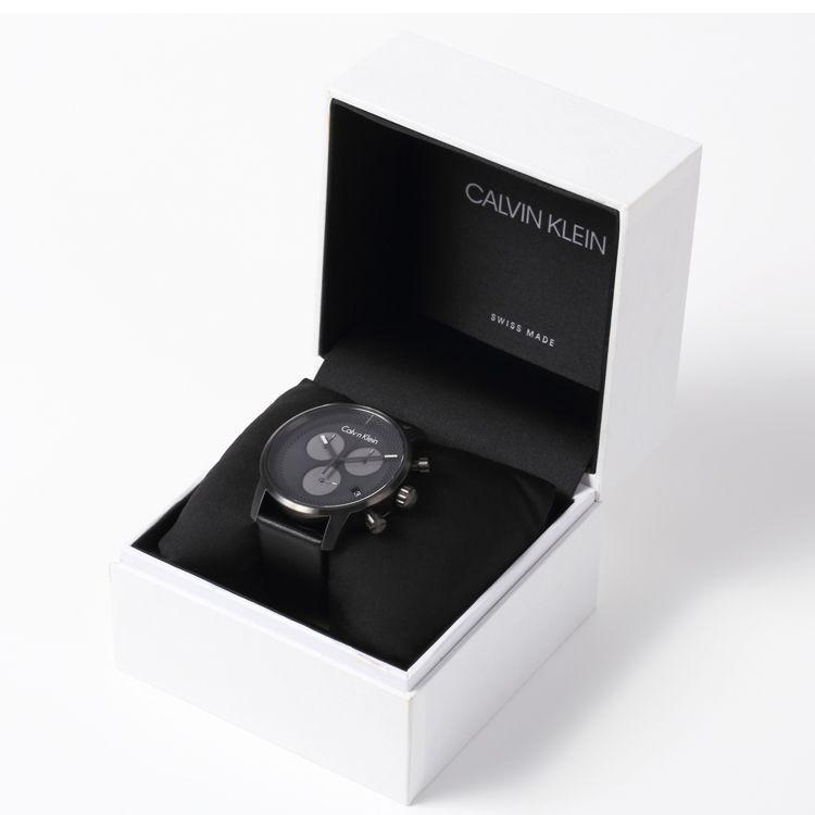 Calvin Klein City Chronograph Grey Dial Black Leather Strap Watch for Men - K2G177C3 Buy Now By Calvin Klein