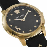 Versace Audrey Quartz Black Dial Black Leather Strap Watch for Women - VELR00319 Buy Now By Versace