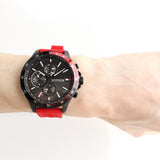 Tommy Hilfiger Multifunction Quartz Black Dial Red Rubber Strap Watch for Men - 1791722 Buy Now By Tommy Hilfiger