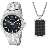 Bulova Crystal Collection Black Dial Silver Steel Strap Watch for Men - 96K104 Buy Now By Bulova