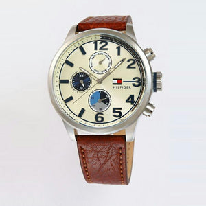 Tommy Hilfiger Jackson Multi-Function Silver Dial Brown Leather Strap Watch for Men - 1791239 Buy Now By Tommy Hilfiger