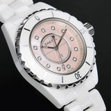 Chanel J12 Quartz Diamonds Pink Dial White Steel Strap Watch for Women - J12 H5513 Buy Now By Chanel