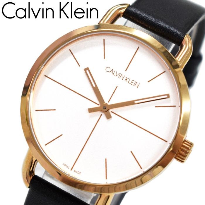 Calvin Klein Even White Dial Black Leather Strap Watch for Women - K7B236C6 Buy Now By Calvin Klein