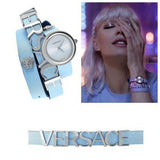 Versace V Flare Silver Dial Blue Leather Strap Watch for Women - VEBN00118 Buy Now By Versace
