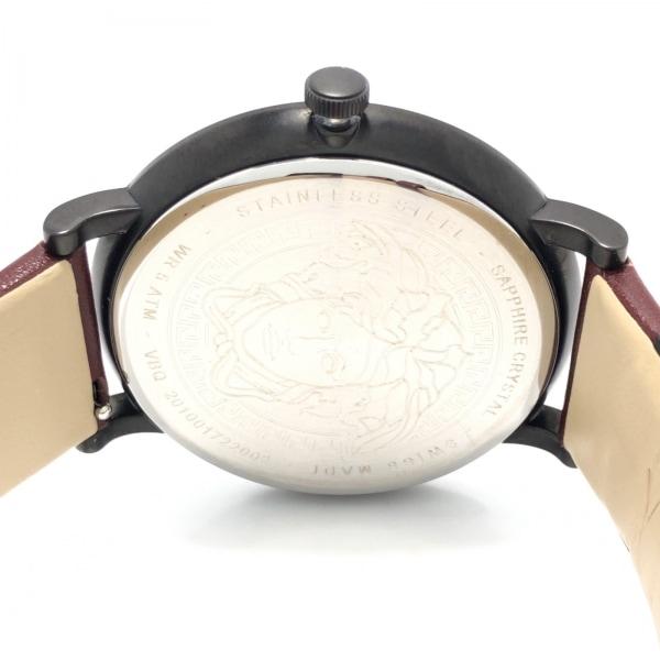 Versace V-Circle Manifesto Black Dial Maroon Leather Strap Watch for Men - VBQ040017 Buy Now By Versace