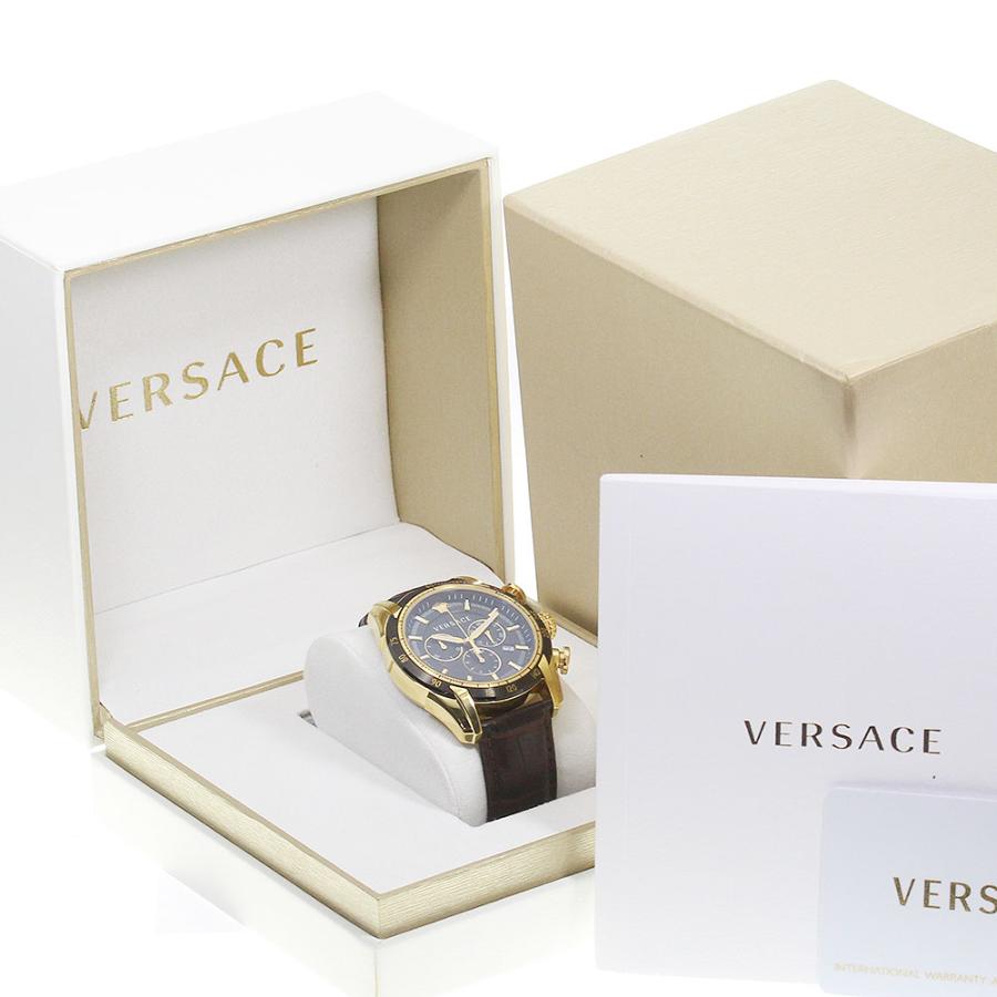 Versace V-Ray Chronograph Quartz Black Dial Brown Leather Strap Watch For Men - VEDB00318 Buy Now By Versace