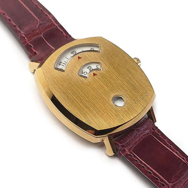 Gucci Grip Quartz Gold Dial Maroon Leather Strap Watch For Women - YA157402 Buy Now By Gucci