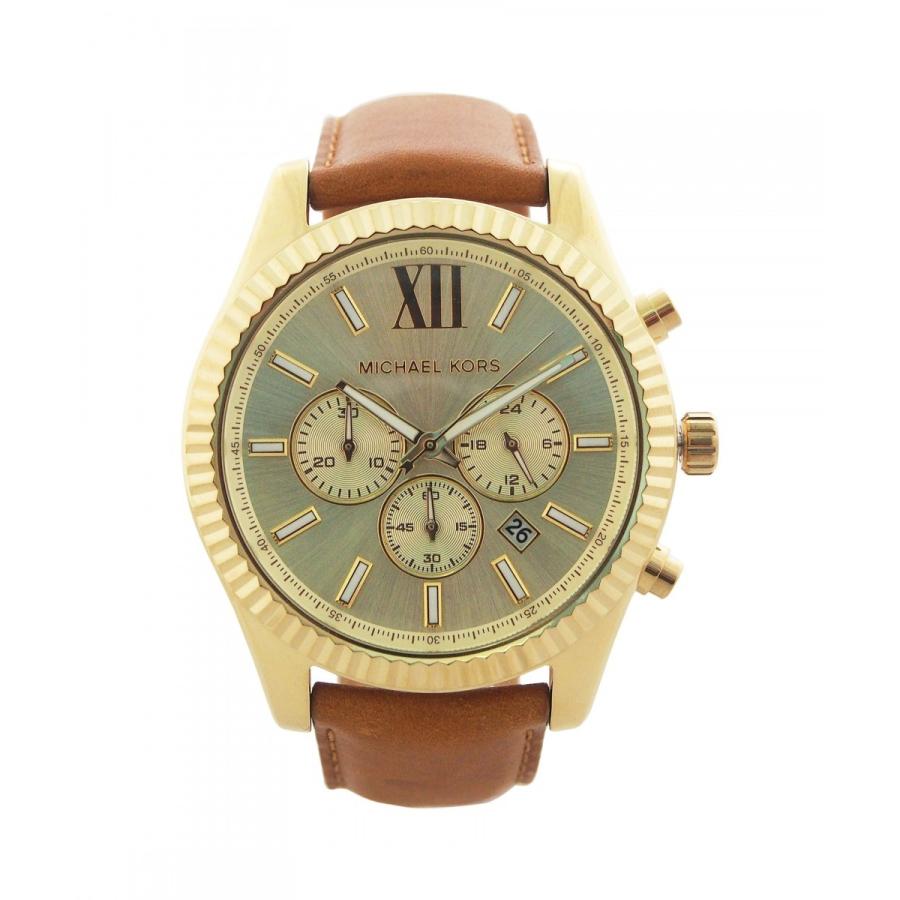 Michael Kors Lexington Chronograph Gold Dial Brown Leather Strap Watch For Men - MK8447 Buy Now By Michael Kors