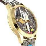 Gucci G Timeless Disney Donald Duck Brown Dial Brown Leather Strap Watch For Women - YA1264167 Buy Now By Gucci