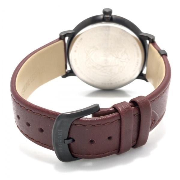 Versace V-Circle Manifesto Black Dial Maroon Leather Strap Watch for Men - VBQ040017 Buy Now By Versace