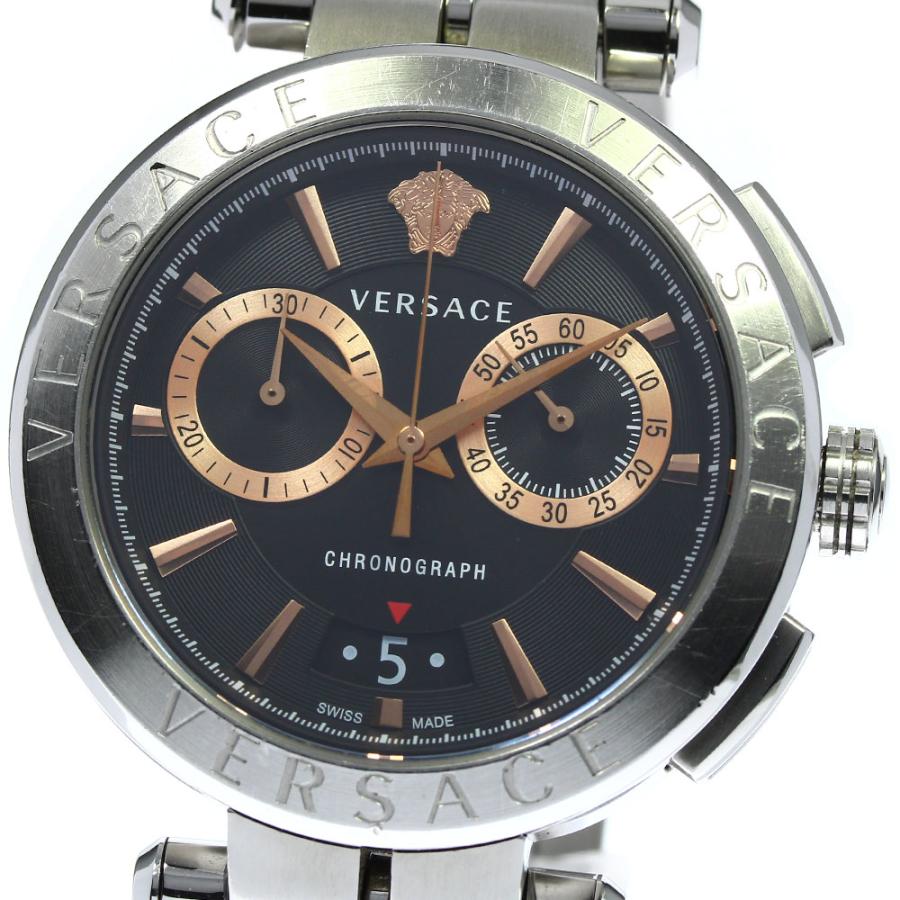 Versace Aion Chronograph Black Dial Silver Steel Strap Watch For Men - VE1D01019 Buy Now By Versace