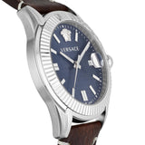 Versace Greca Time Quartz Blue Dial Brown Leather Strap Watch For Men - VE3K00122 Buy Now By Versace