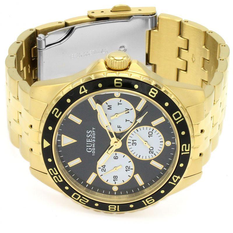Guess Odyssey Multifunction Black Dial Gold Steel Strap Watch For Men - W1107G4 Buy Now By Guess