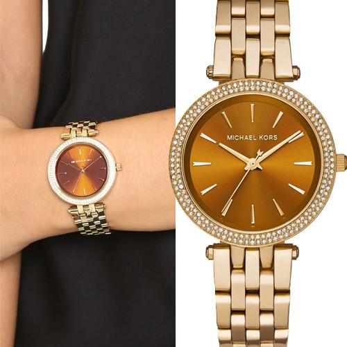 Michael Kors Darci Amber Dial Gold Steel Strap Watch for Women - MK3408 Buy Now By Michael Kors