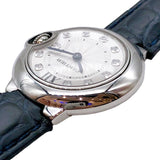 Cartier Ballon Bleu de Cartier Diamonds Silver Dial Black Leather Strap Watch for Women - W4BB0008 Buy Now By Cartier