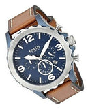 Fossil Nate Chronograph Navy Blue Dial Brown Leather Strap Watch for Men - JR1504 Buy Now By Fossil