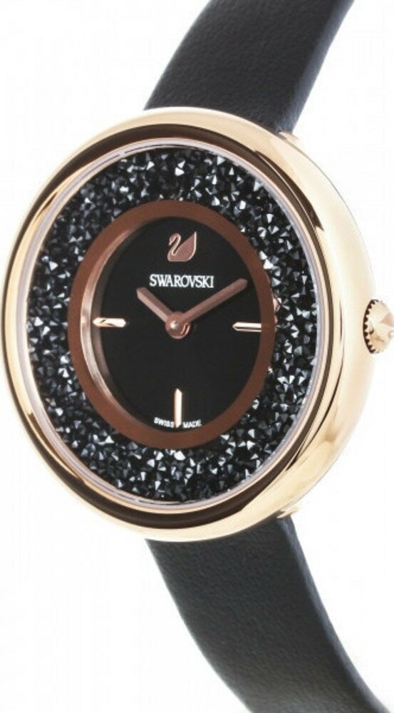 Swarovski Crystalline Pure Black Dial Black Leather Strap Watch for Women - 5275043 Buy Now By Swarovski