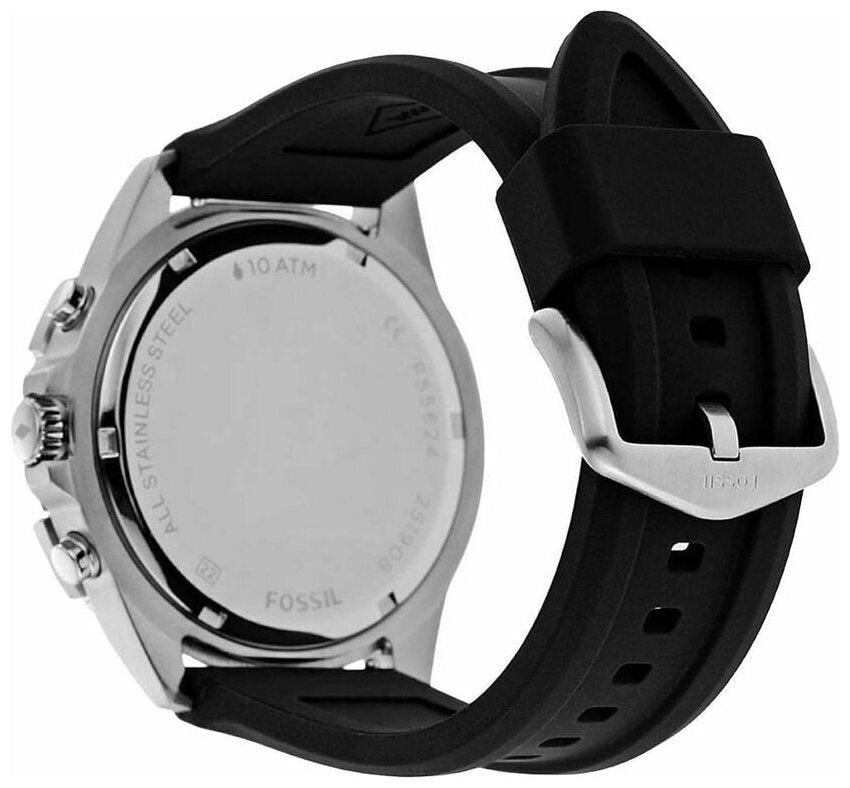 Fossil Garrett Chronograph Black Dial Black Rubber Strap Watch for Men - FS5624 Buy Now By Fossil