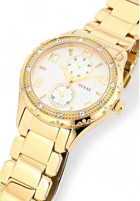 Guess Siren Diamonds Silver Dial Gold Steel Strap Watch for Women - W0442L2 Buy Now By Guess
