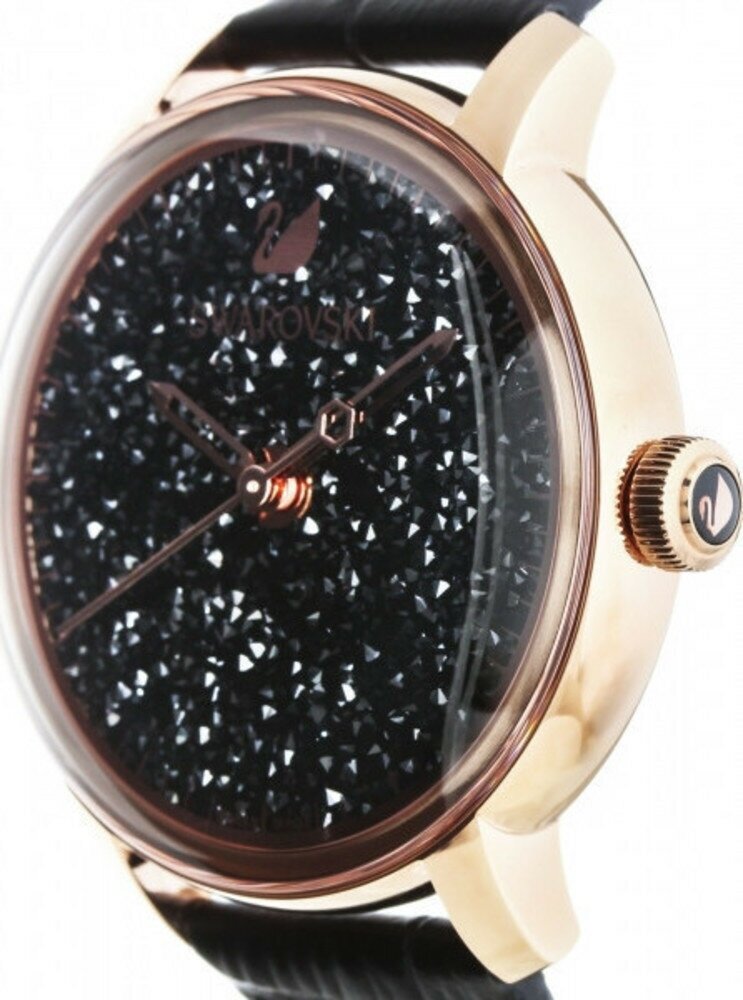 Swarovski Crystalline Hours Black Dial Black Leather Strap Watch for Women - 5295377 Buy Now By Swarovski