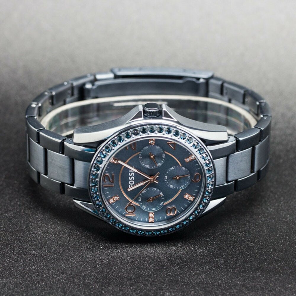 Fossil Riley Quartz Blue Dial Blue Steel Strap Watch for Women - ES4294