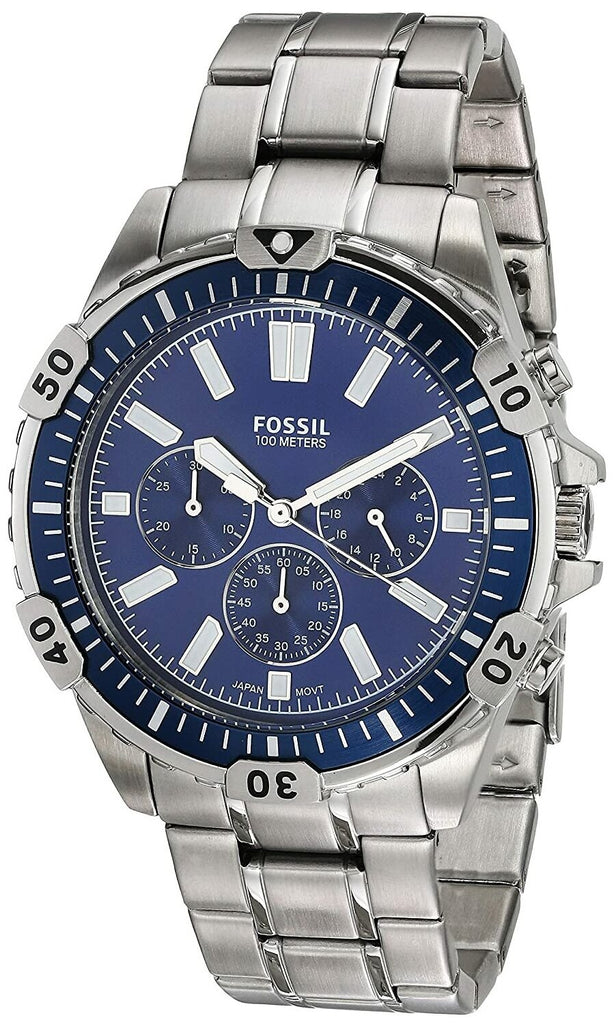 Fossil Garrett Chronograph Blue Dial Silver Steel Strap Watch for Men - FS5623 Buy Now By Fossil