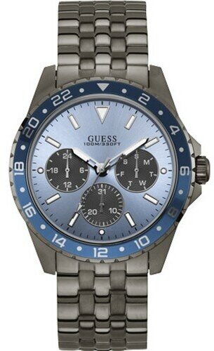Guess Odyssey Quartz Blue Dial Gunmetal Steel Strap Watch For Men - W1107G5 Buy Now By Guess