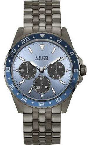 Guess Odyssey Quartz Blue Dial Gunmetal Steel Strap Watch For Men - W1107G5 Buy Now By Guess