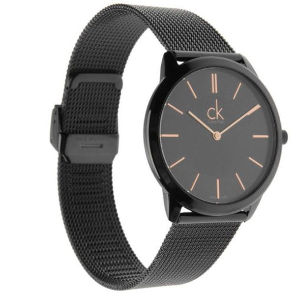 Calvin Klein Minimal Black Dial Black Mesh Bracelet Watch for Men - K3M21421 Buy Now By Calvin Klein
