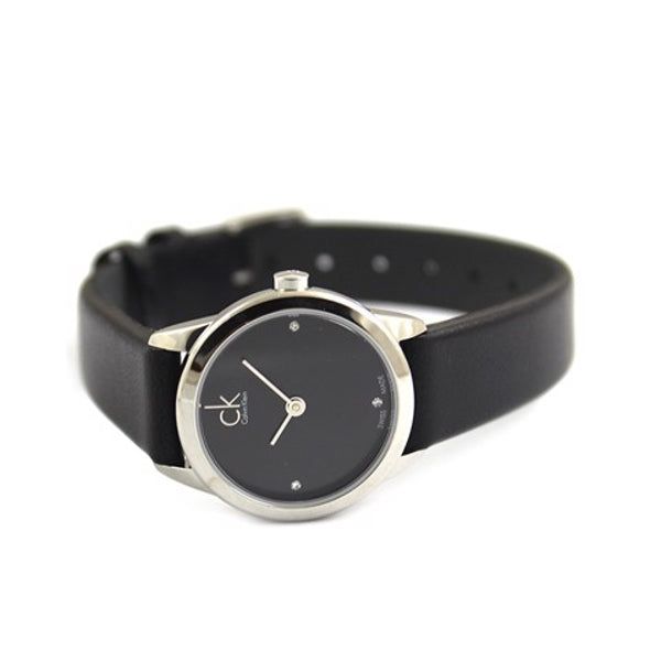 Calvin Klein Minimal Black Dial Black Leather Strap Watch for Women - K3M231C4 Buy Now By Calvin Klein