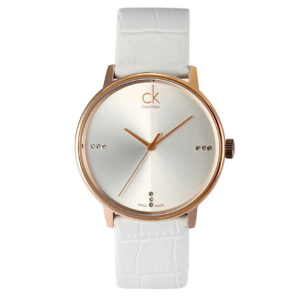 Calvin Klein Accent White Dial White Leather Strap Watch for Women - K2Y2Y6KW Buy Now By Calvin Klein