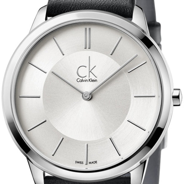 Calvin Klein Minimal Silver Dial Black Leather Strap Watch for Women - K3M221C6 Buy Now By Calvin Klein