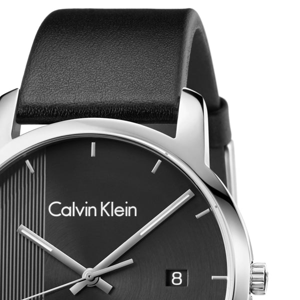 Calvin Klein City Quartz Black Dial Black Leather Strap Watch for Men - K2G2G1C1 Buy Now By Calvin Klein