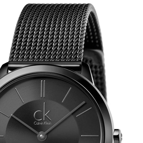 Calvin Klein Minimal Black Dial Black Mesh Bracelet Watch for Men - K3M224B1 Buy Now By Calvin Klein