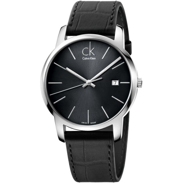 Calvin Klein City Quartz Black Dial Black Leather Strap Watch for Men - K2G2G1C3 Buy Now By Calvin Klein
