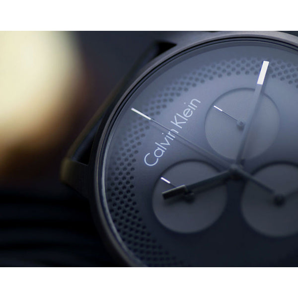 Calvin Klein City Chronograph Grey Dial Black Leather Strap Watch for Men - K2G177C3 Buy Now By Calvin Klein