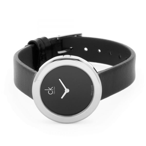 Calvin Klein Firm Black Dial Black Leather Strap Watch for Women - K3N231C1 Buy Now By Calvin Klein