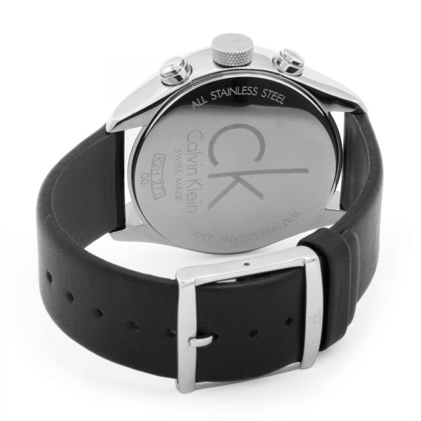 Calvin Klein Masculine Chronograph White Dial Black Leather Strap Watch for Men - K2H27120 Buy Now By Calvin Klein